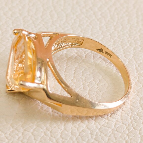 Late ’70s 14K Gold Fancy-Cut Citrine Statement Ring (4.72 g), Size 7.75 - Picture 6 of 15